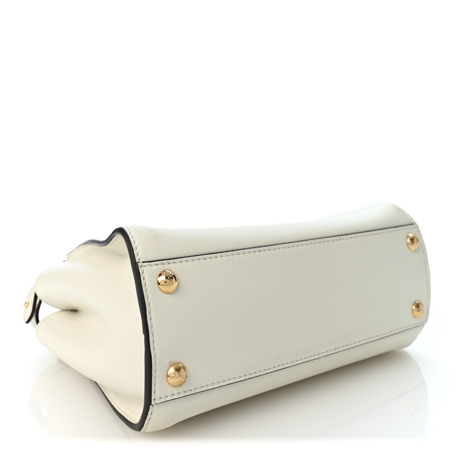 Vitello Seta Canvas FF Mini Peekaboo Iconic Satchel Uovo Sigaro Marrone - Image 4
