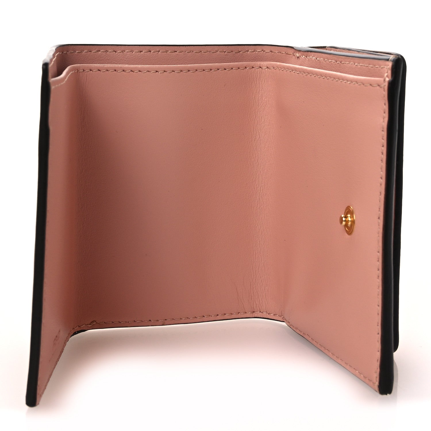 Vitello Kyoto Metal Fendi Roma Logo Micro Trifold Wallet with Chain Light Rose - Image 5