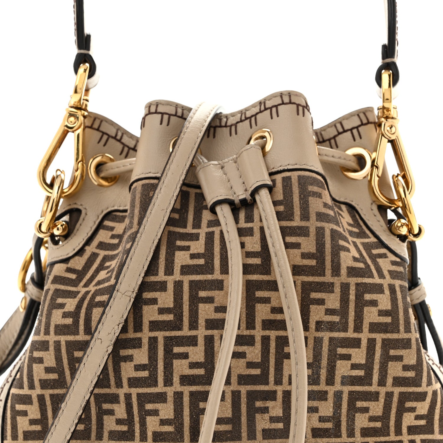 Suede Vitello Grace F is Fendi Micro FF Mini Mon Tresor Bucket Bag Nude Spring Maya - Image 8