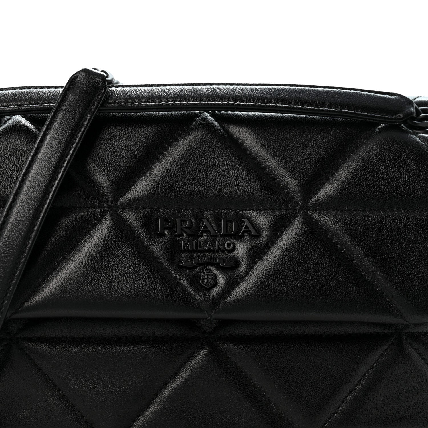 Nappa Triangle Stitched Large Spectrum Bag Black - Image 8