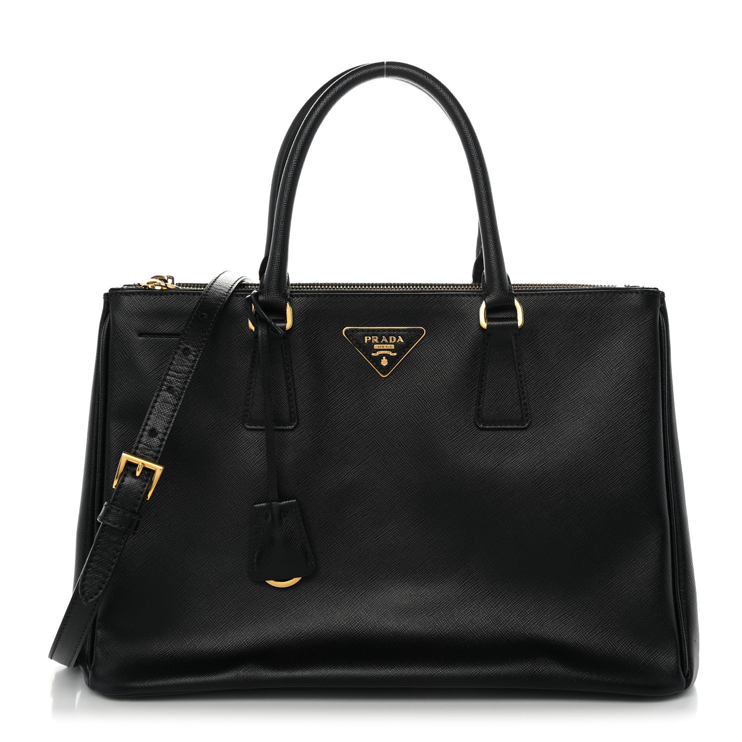 Saffiano Medium Galleria Double Zip Tote Black