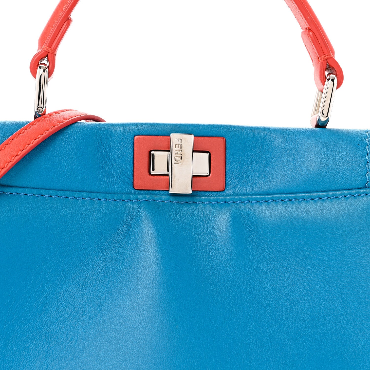 Nappa Colorblock Mini Peekaboo Iconic Satchel Blue Royal Papavero Cuoio - Image 9