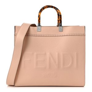 Vitello Cher Logo Debossed Medium Fendi Sunshine Shopper Tote Light Rose