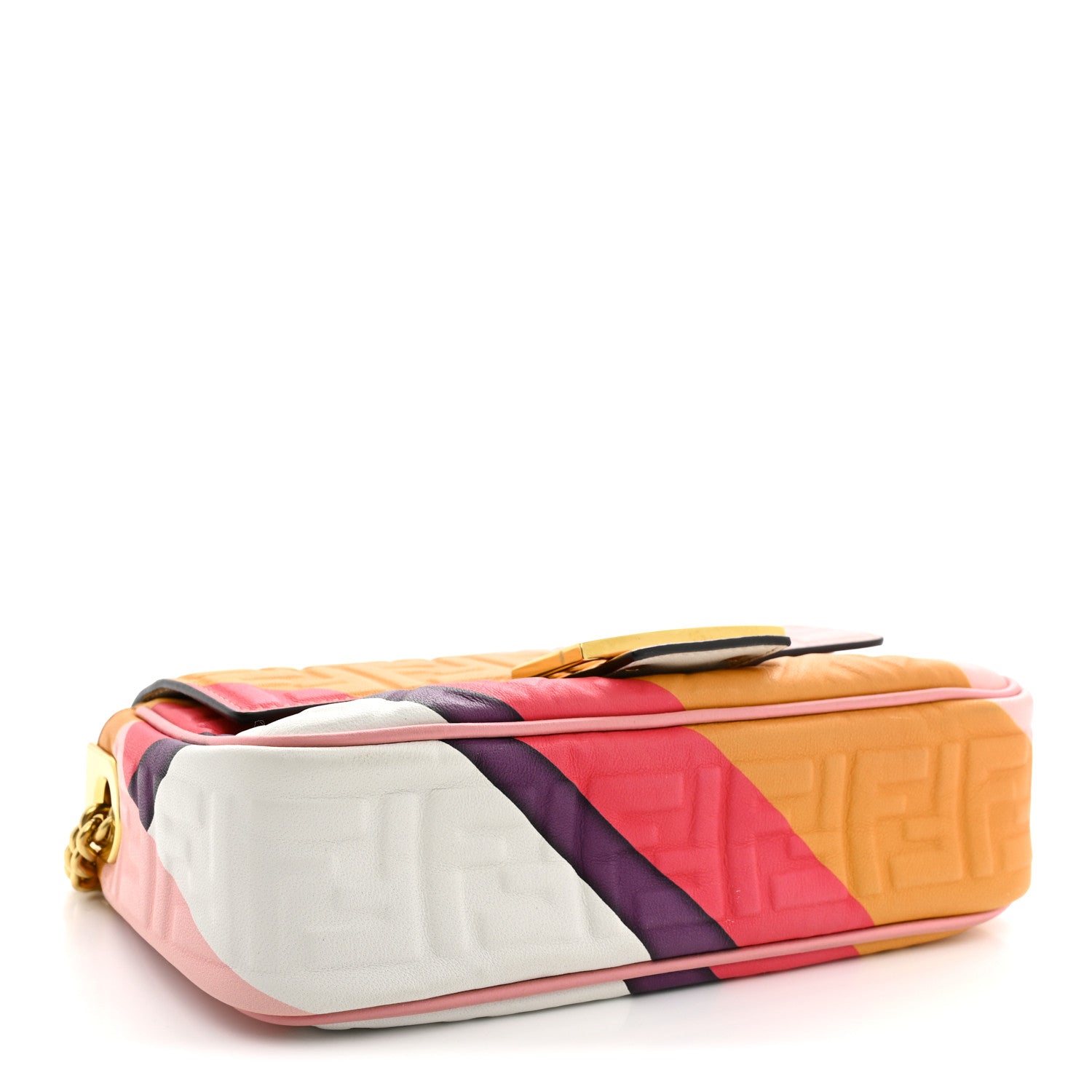 Nappa FF Embossed Line Print Midi Chain Baguette White Multicolor - Image 4
