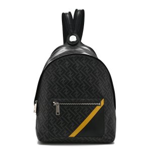 Glazed Fabric Vitello King FF 1974 Diagonal Medium Chiodo Backpack Black Sunflower