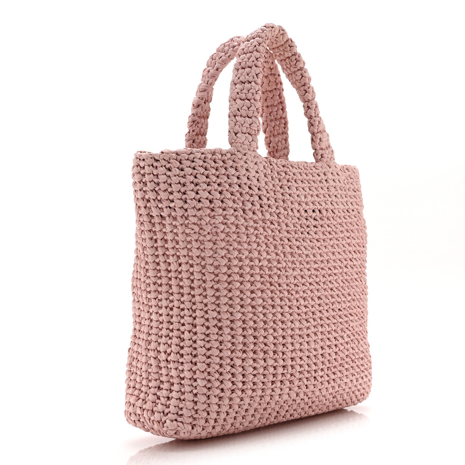 Yarn Raffia Effect Crochet Small Logo Tote Alabastro - Image 3
