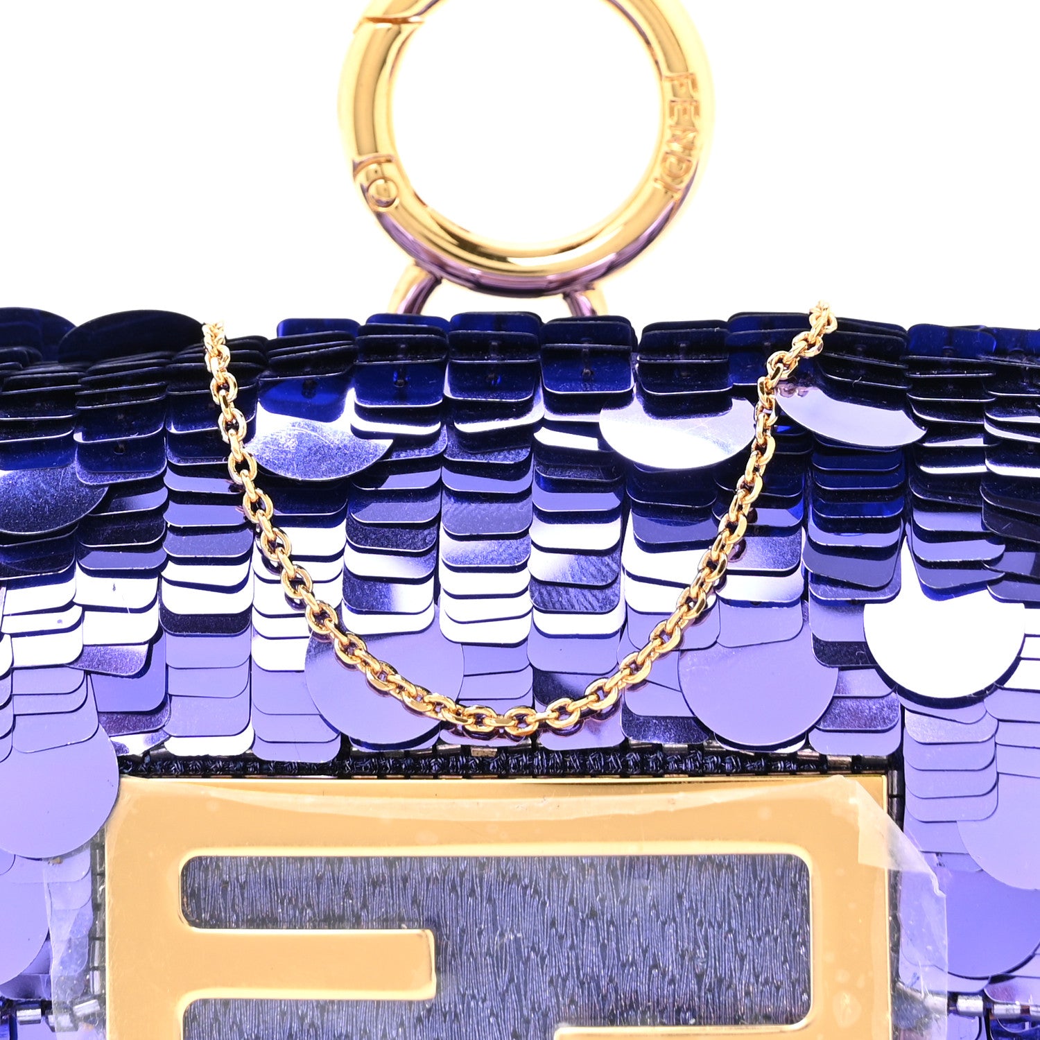 Sequin Paillettes Shiny Nappa Sex and the City Nano Maxi Buckle Baguette Charm Viola Purple - Image 7