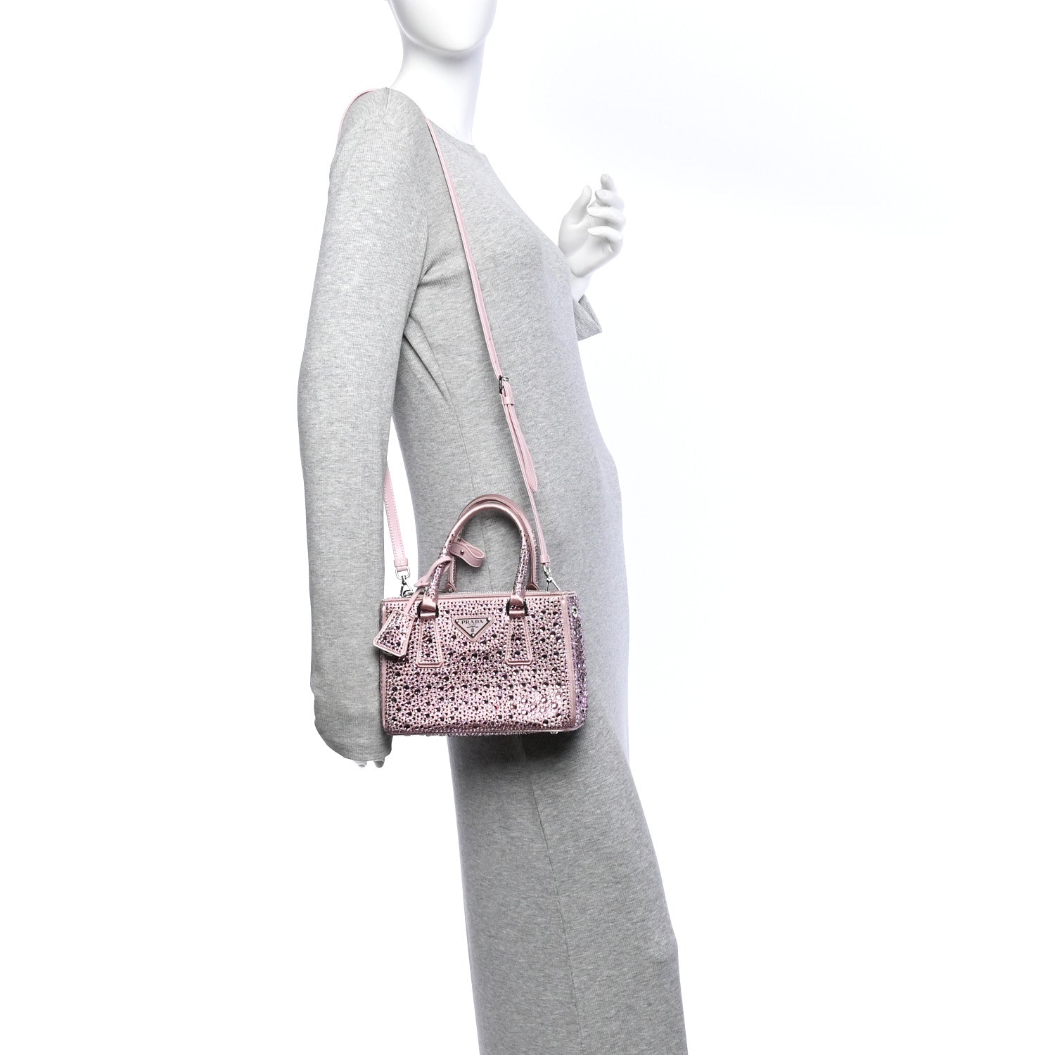 Satin Crystal Mini Galleria Double Zip Tote Alabastro - Image 2