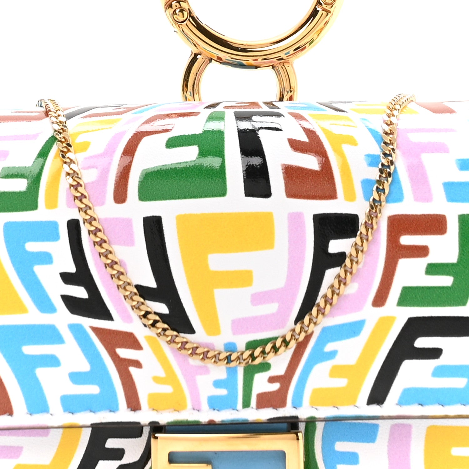 X SARAH COLEMAN Vitello Liberty Ceylon Micro FF Fish Eye Embossed Nano Baguette Charm Multicolor Cyber Blue - Image 8