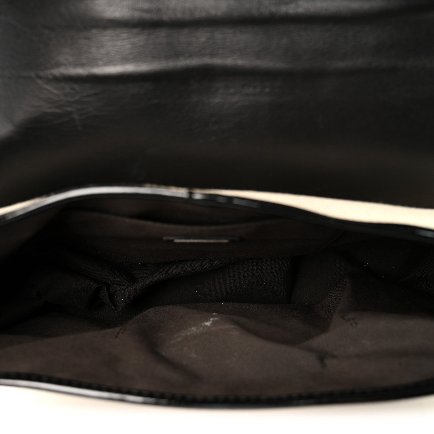 Canvas Patent Calfskin B Bis Flap Bag Natural Black - Image 5