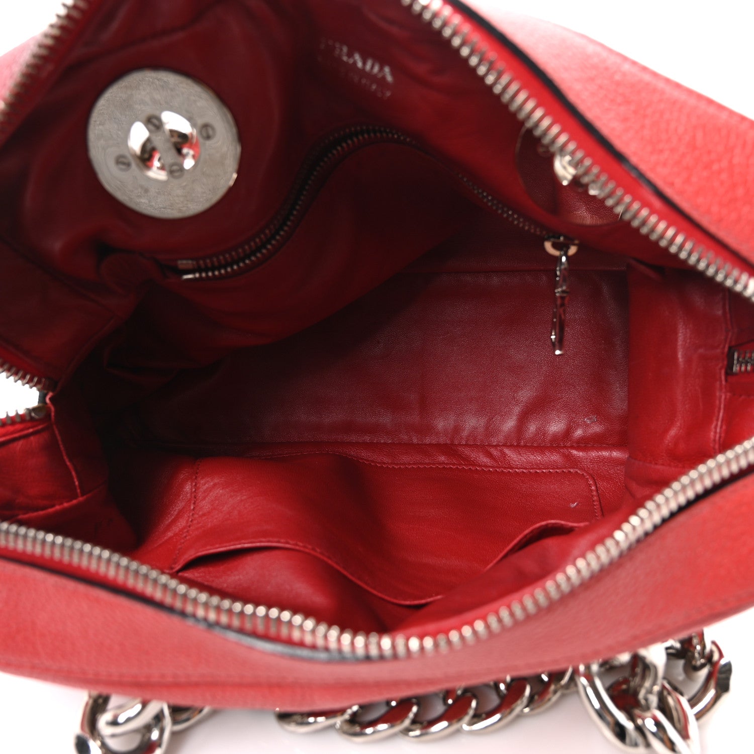 Vitello Daino Chain Satchel Bag Lacca - Image 5