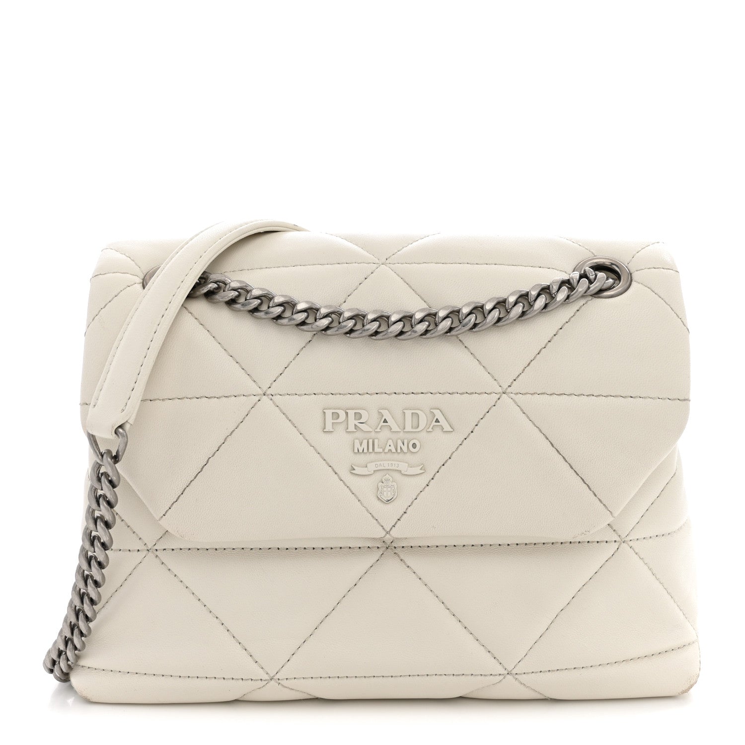 Nappa Triangle Stitched Small Spectrum Bag White