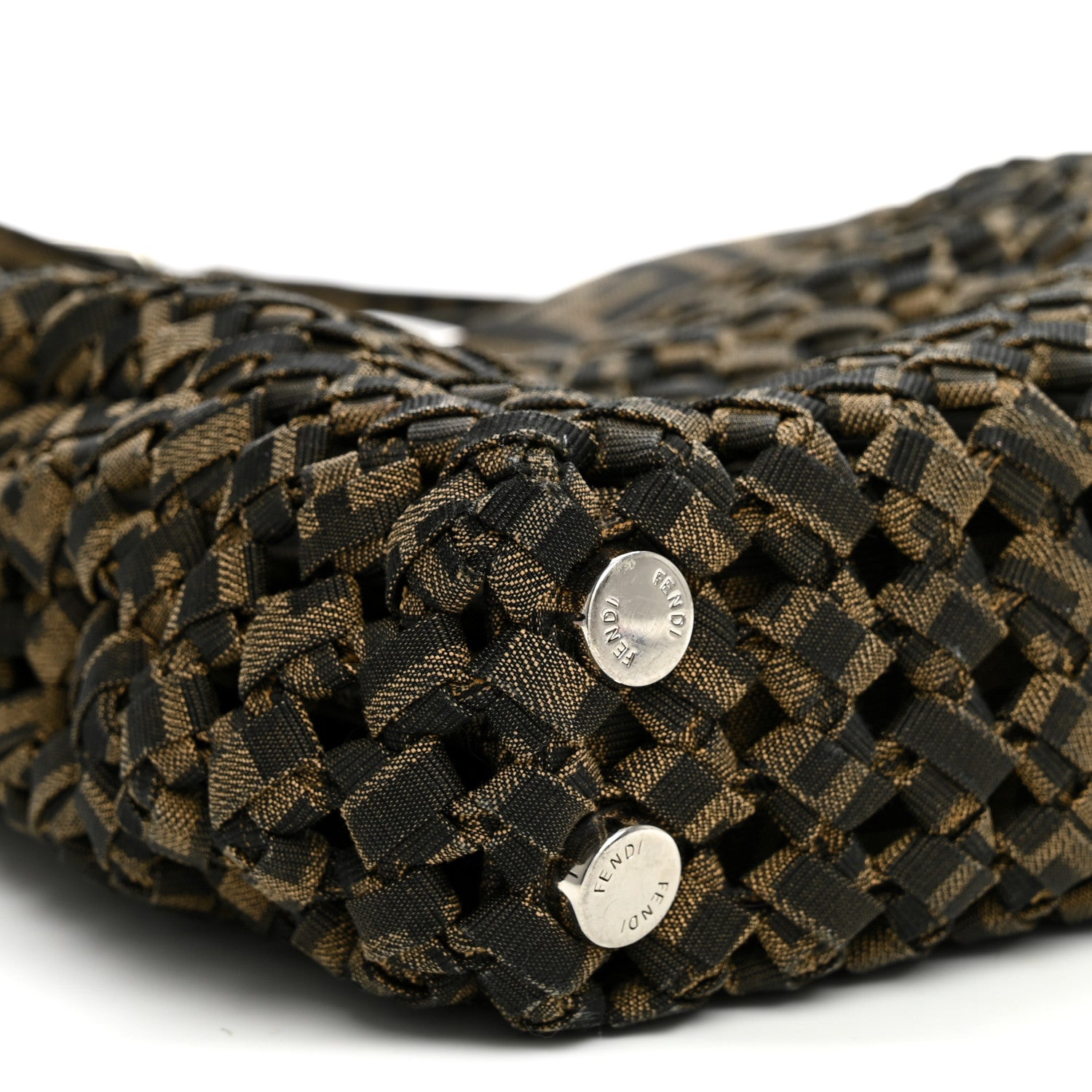 Fabric Jacquard FF 1974 Woven Knotted Mini Peekaboo I SEE U Satchel Tobacco Moro - Image 9
