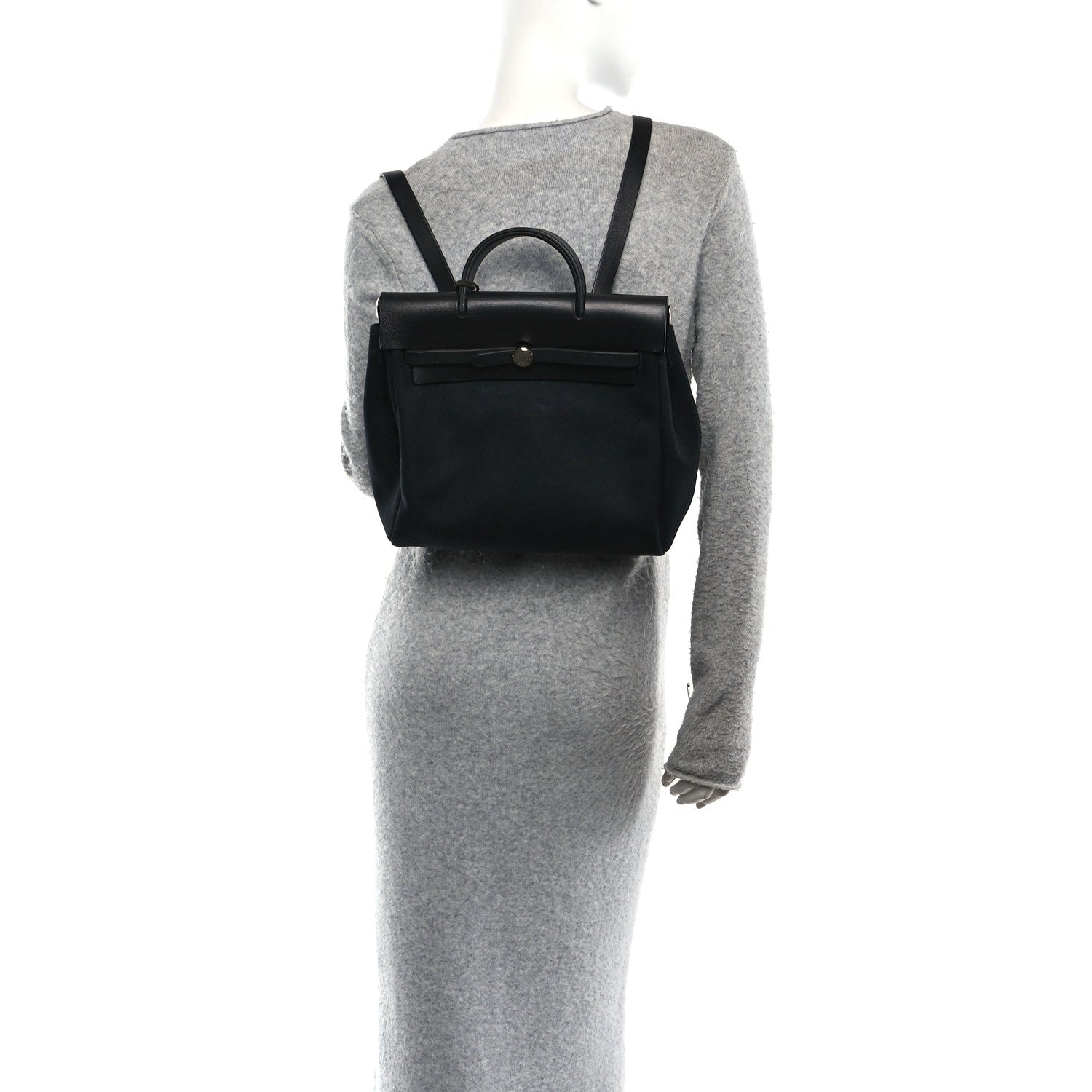 Toile Vache Calfskin Herbag 30 PM Backpack Black - Image 2