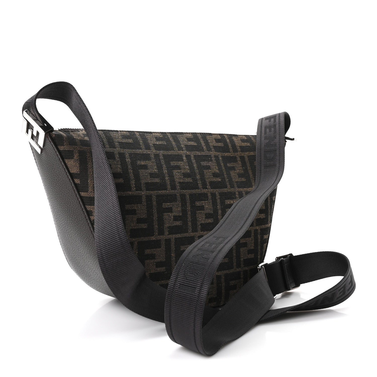 Fabric Jacquard FF Small Melon Bag Tobacco Moro Ebano - Image 3