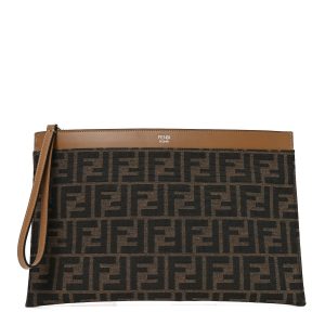 Vitello King Jacquard FF 1974 Medium Flat Pouch Tobacco Moro Sand