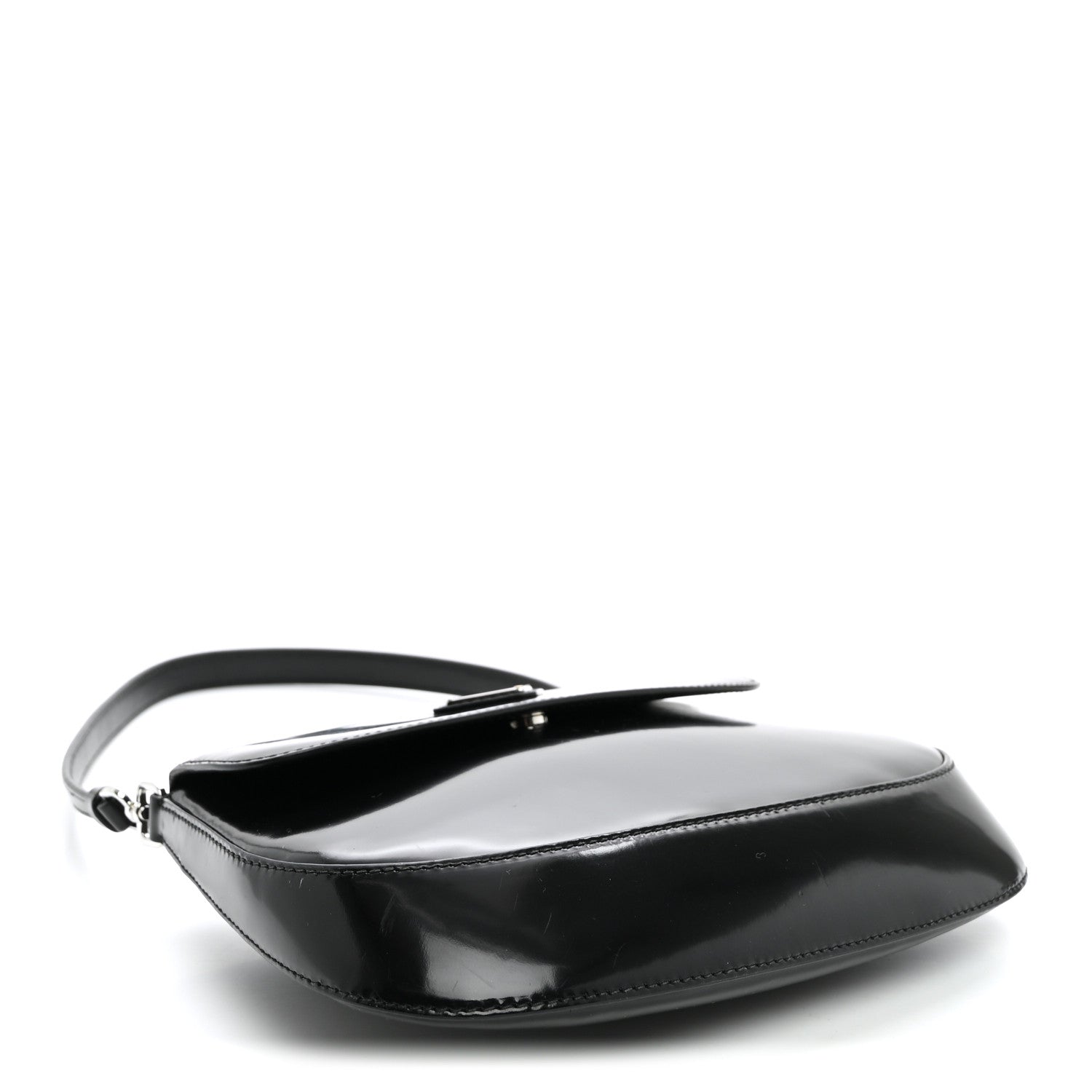 Spazzolato Cleo Flap Shoulder Bag Black - Image 4