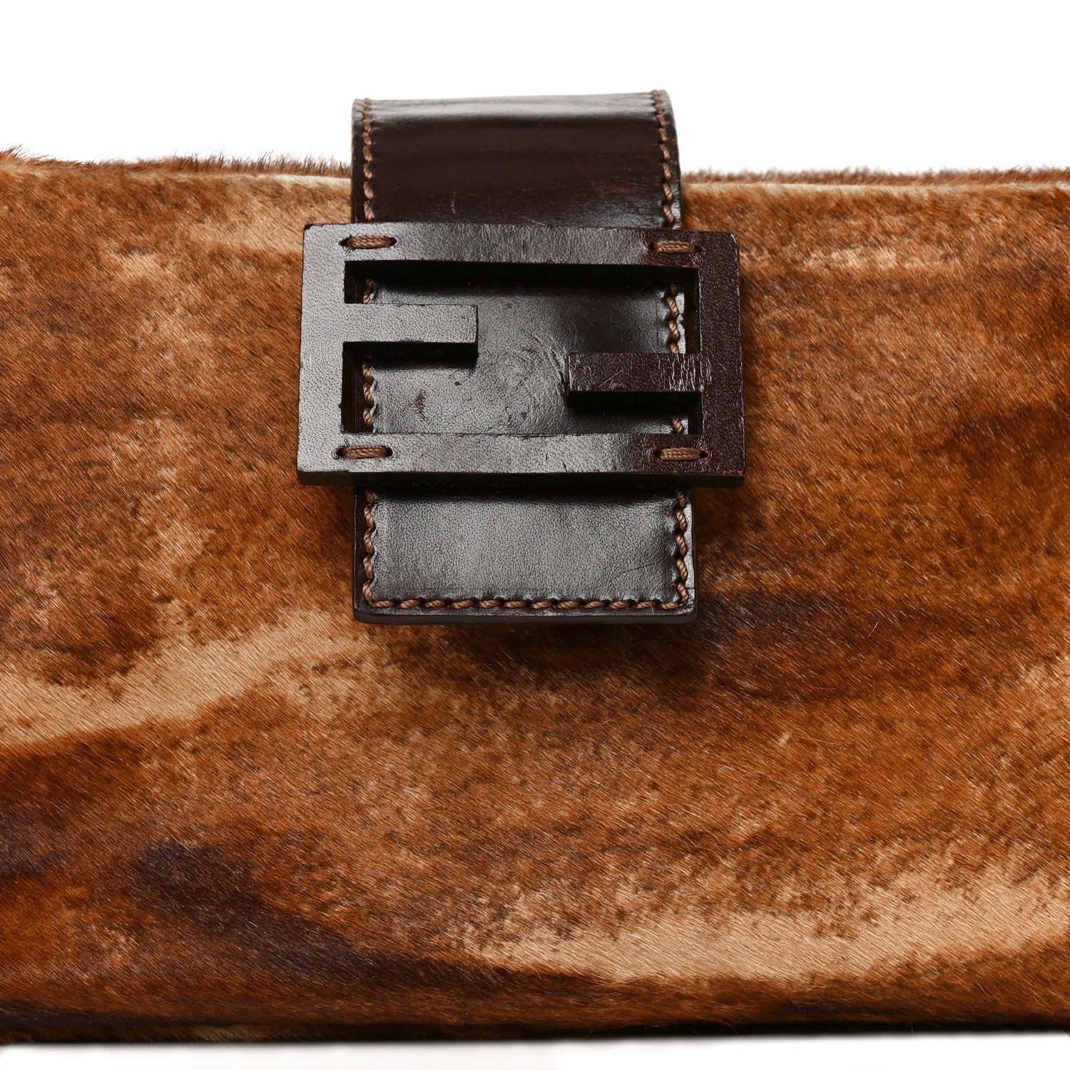 Calf Hair Zebra Print Baguette Shoulder Bag Brown - Image 8