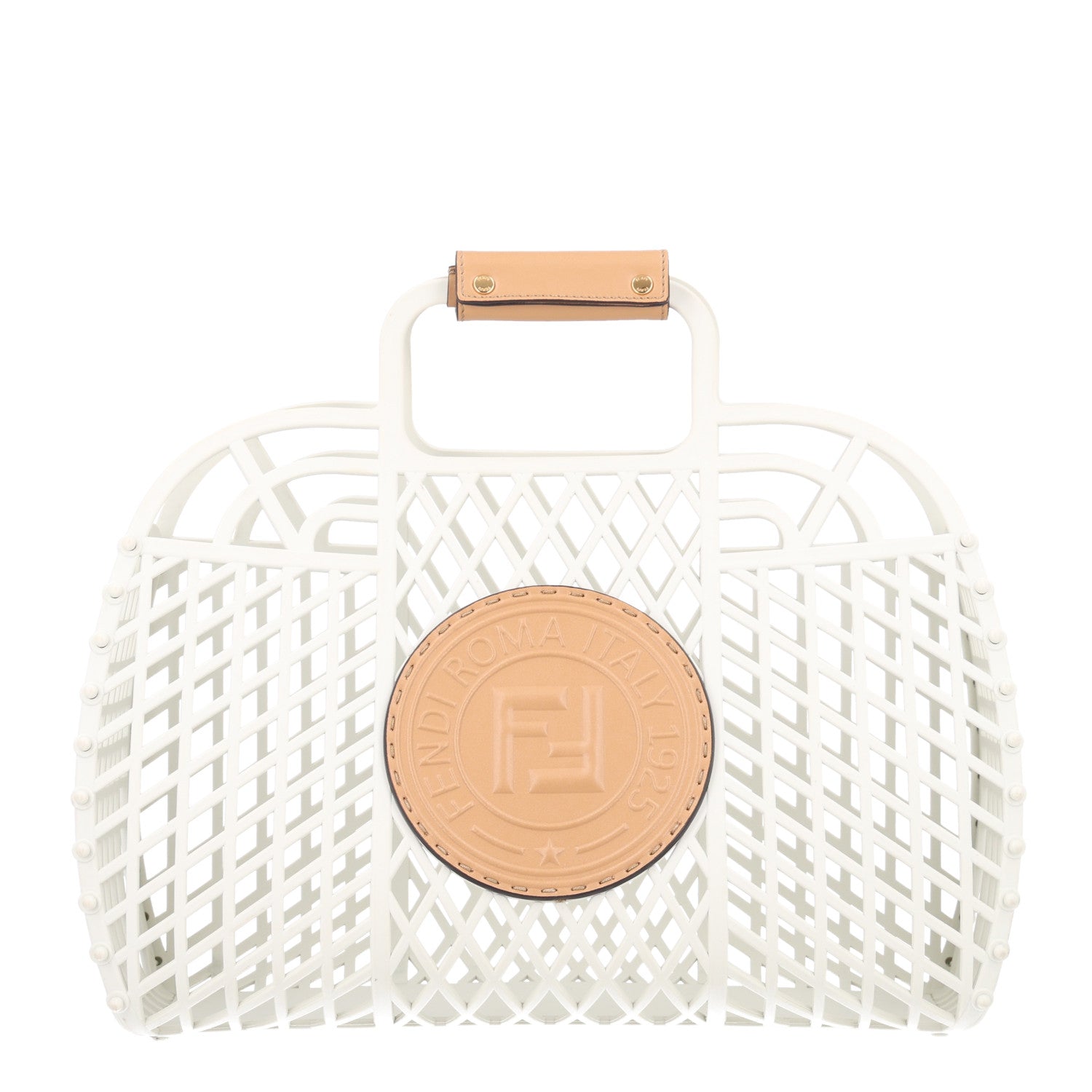 Recycled Plastic Vitello Liberty Matte Medium Fendi Basket White Ice Miele Scuro