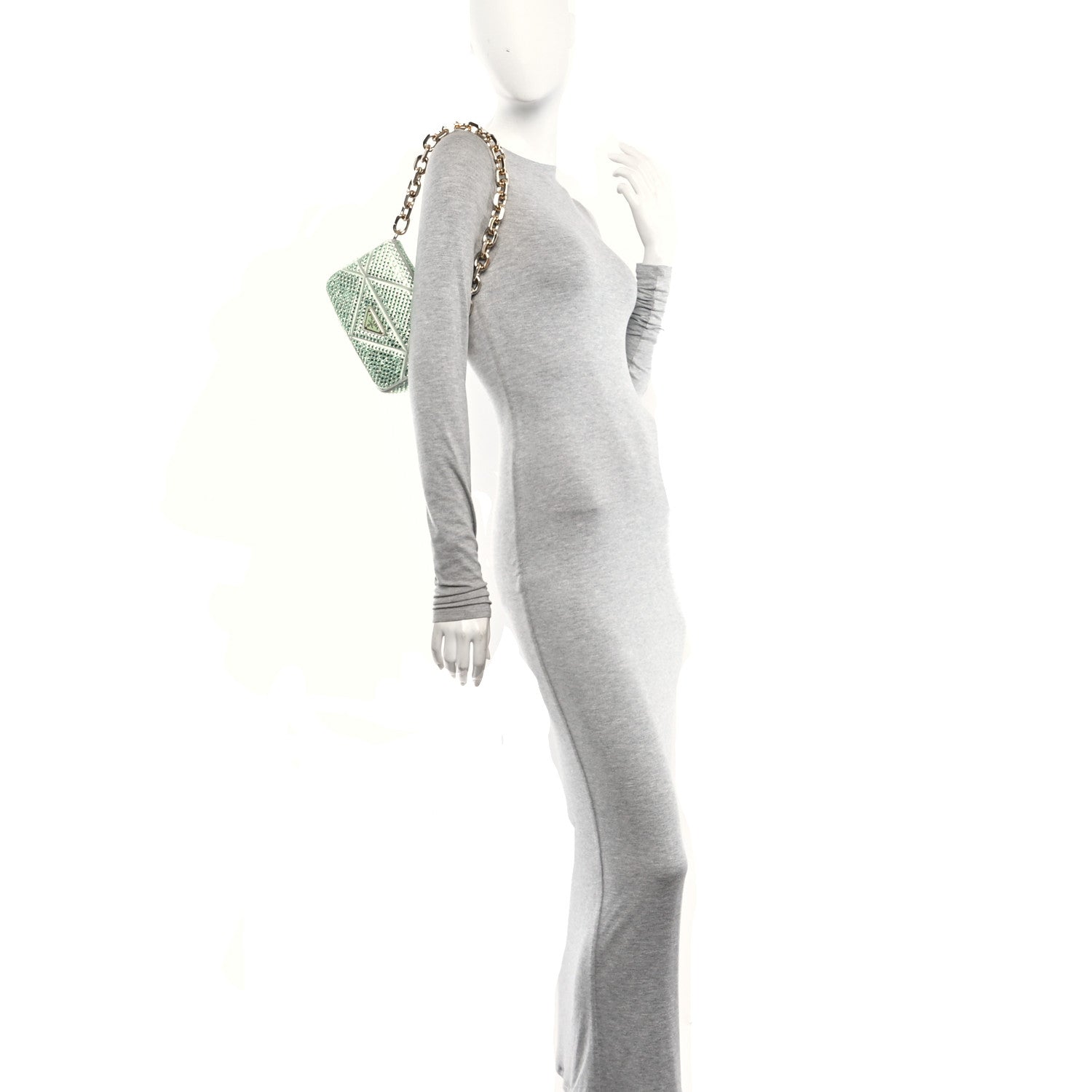Satin Crystal Mini Bag With Chain Acqua - Image 2