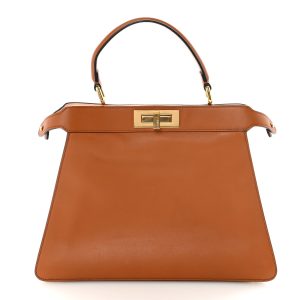 Vitello Seta Shiny Nappa Medium Peekaboo I SEE U Satchel Miele Scuro Light Rose