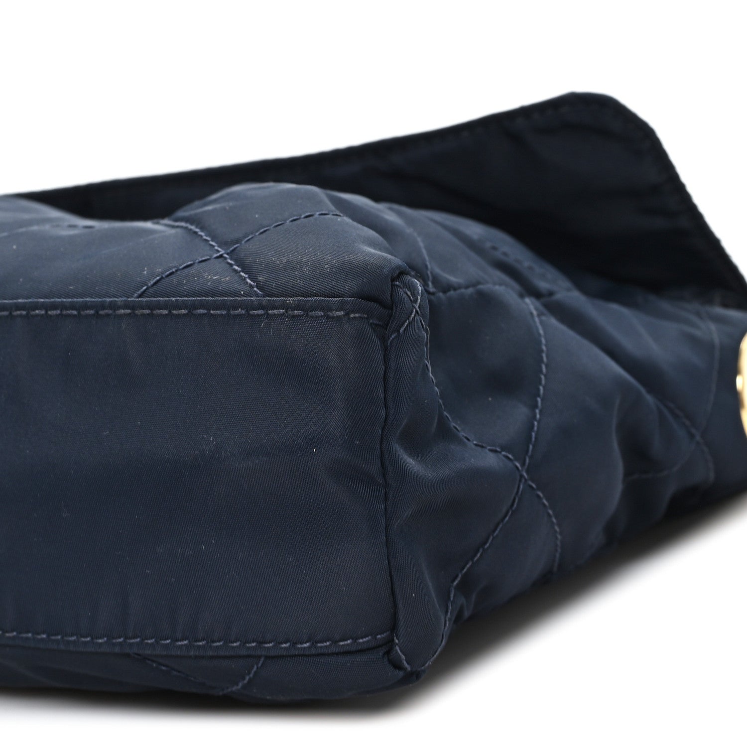 Nylon Tessuto Impuntu Quilted Flap Shoulder Bag Blue - Image 9