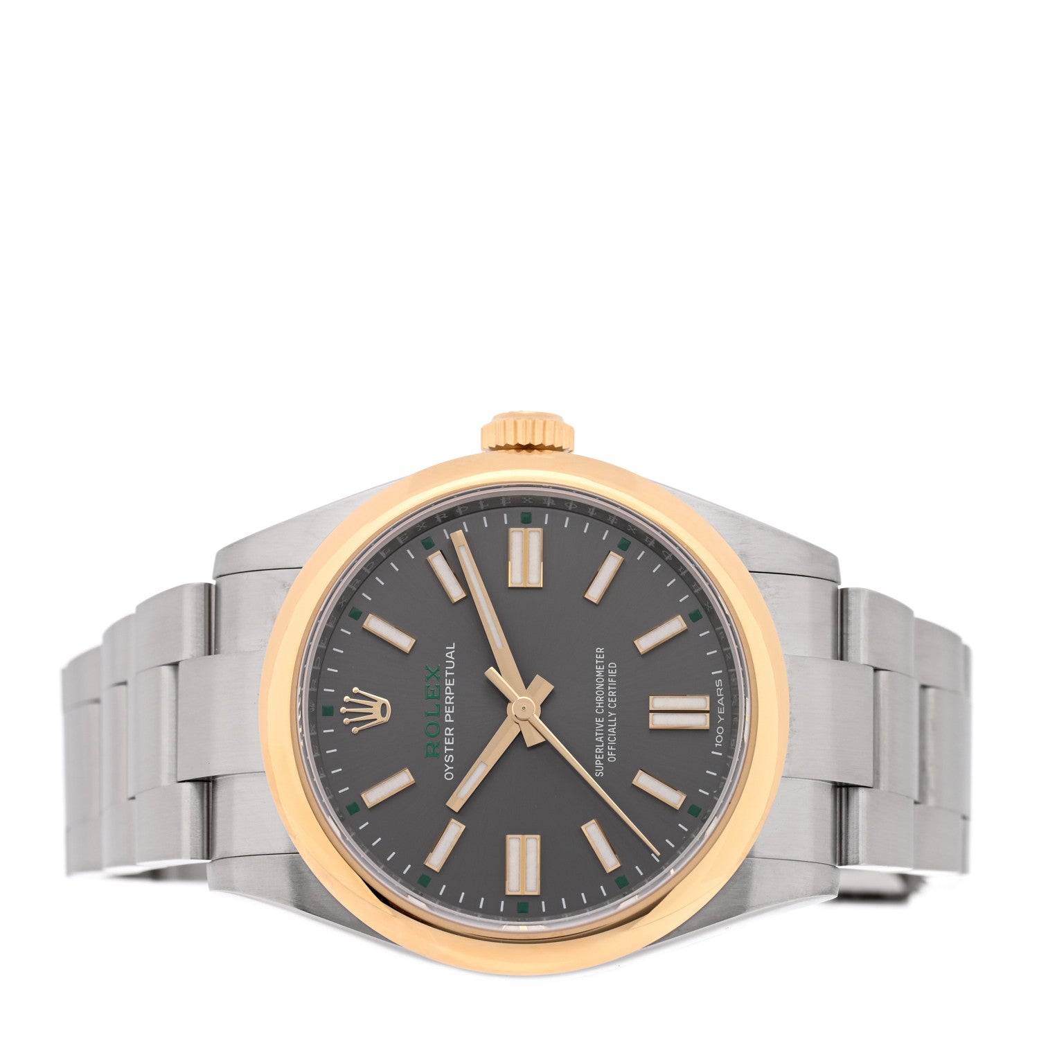 Stainless Steel 18K Yellow Gold 41mm Oyster Perpetual 100th Anniversary Watch Slate 134303 - Image 2