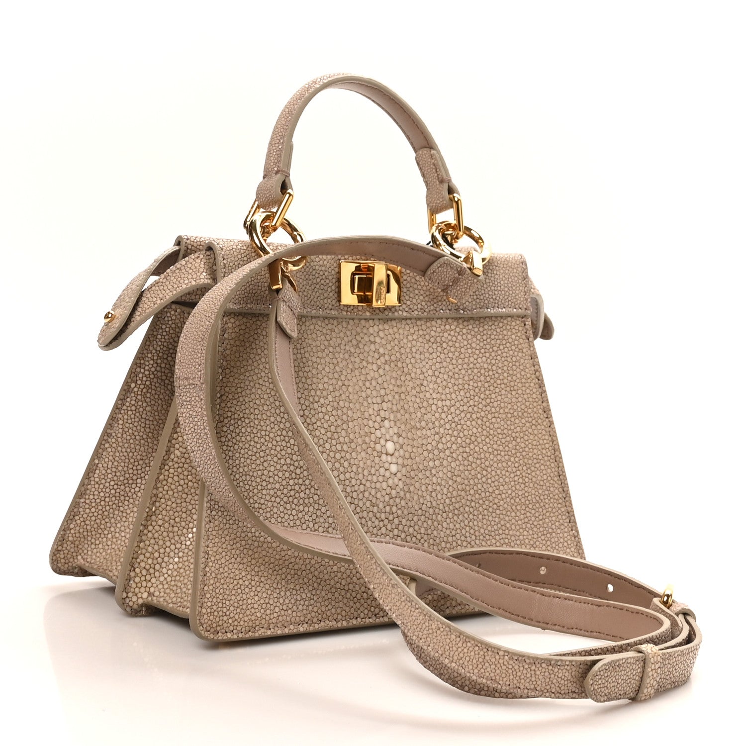 Stingray Shiny Nappa Petite Peekaboo I SEE U Satchel Tortora - Image 3