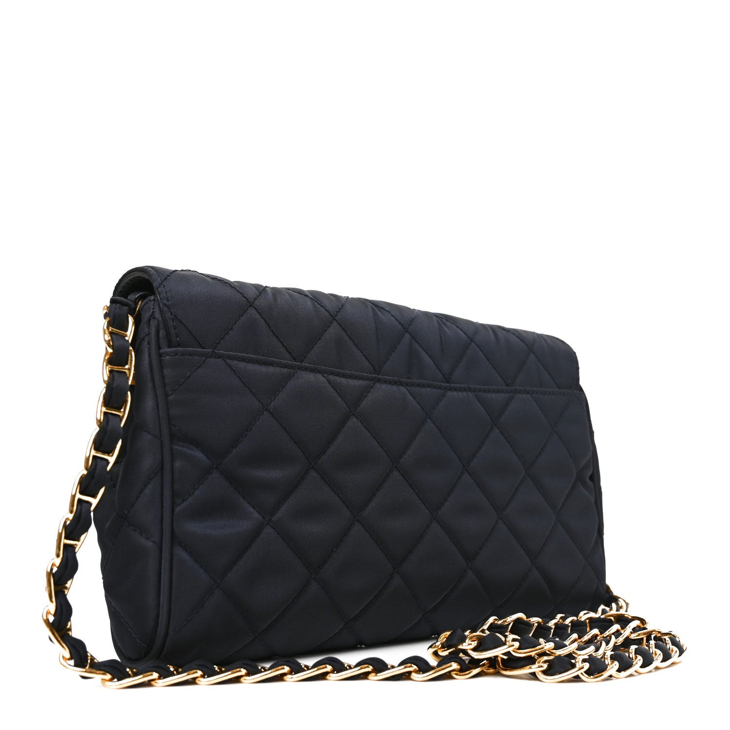 Nylon Tessuto Impunturato Quilted Flap Crossbody Bleu - Image 3
