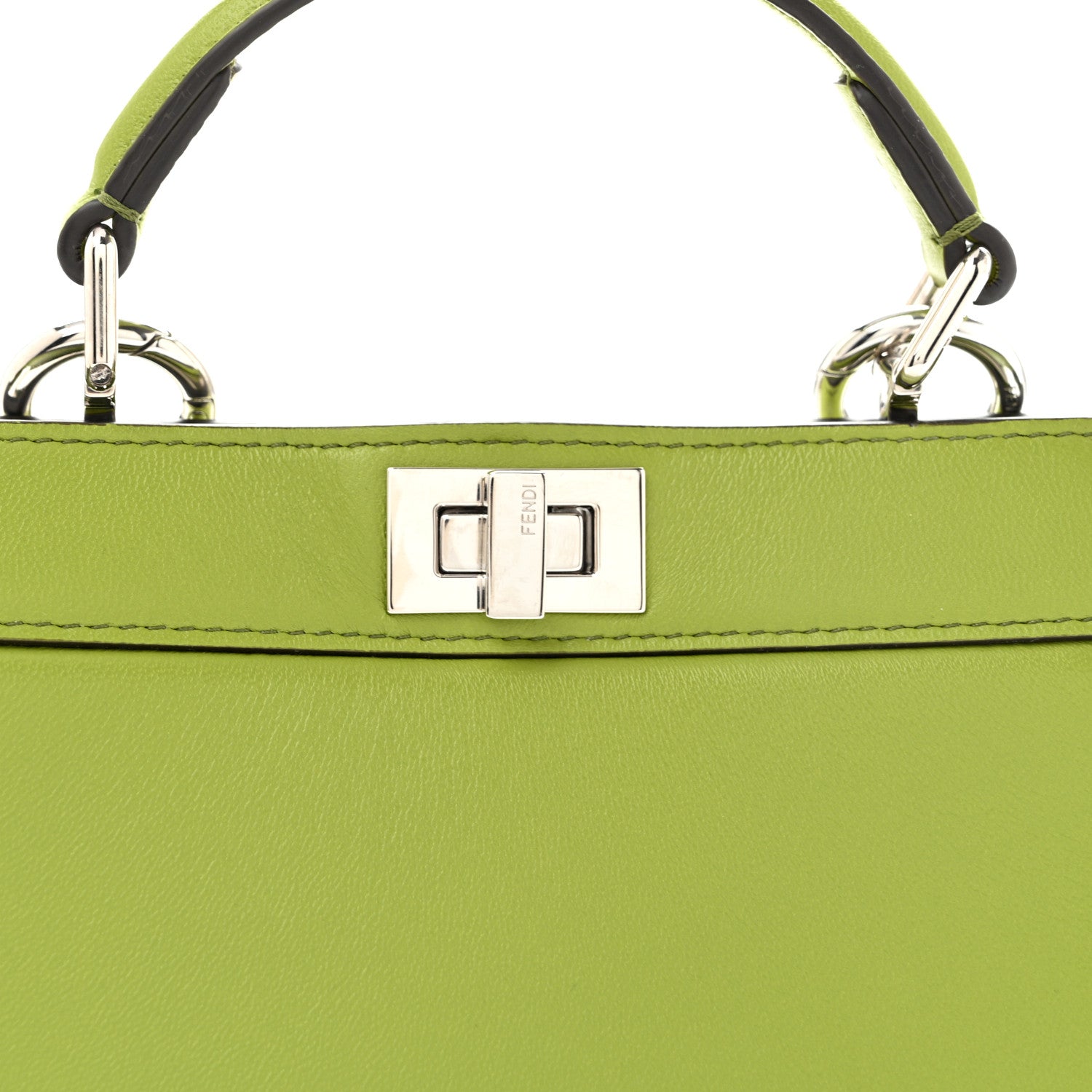 Shiny Nappa Petite Peekaboo I SEE U Satchel Verde Mela - Image 8