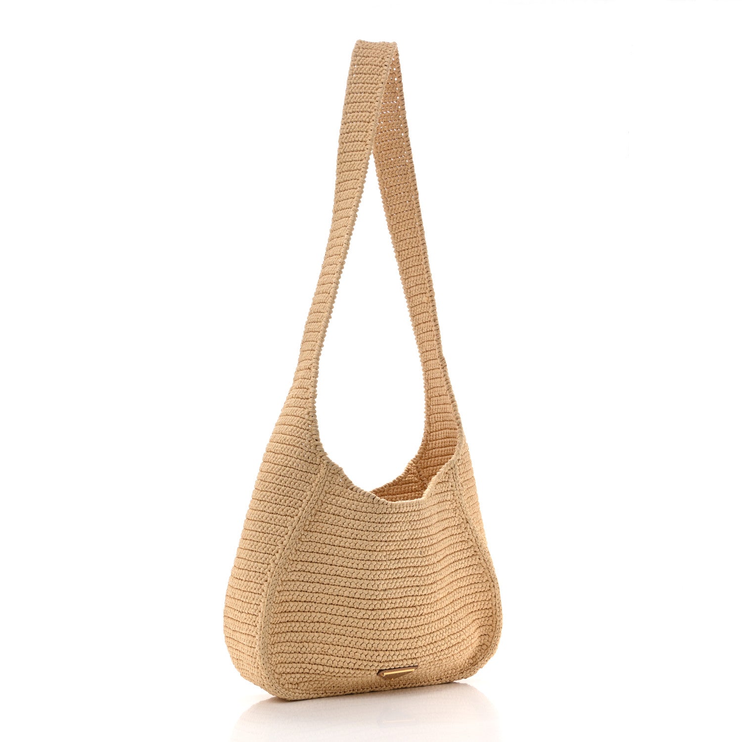 Yarn Raffia Effect Crochet Embroidered Logo Hobo Naturale - Image 3