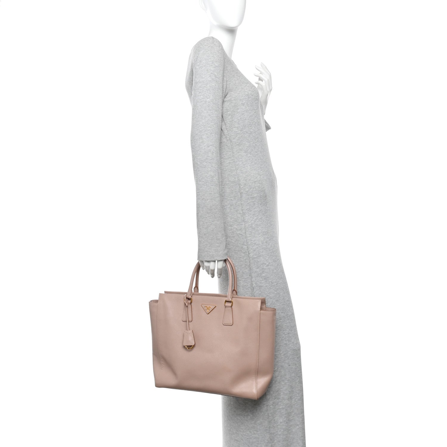 Saffiano Soft Calfskin Double Handle Satchel Cipria - Image 2