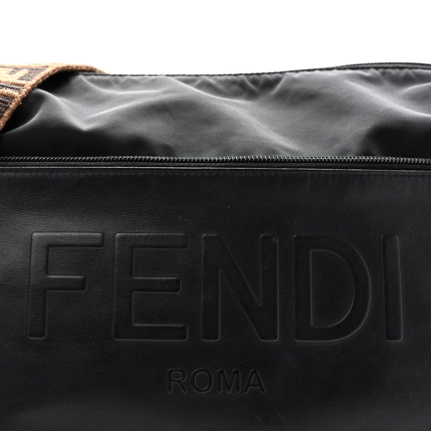 Calfskin Nylon FF Logo Embossed Changing Bag Black - Image 9