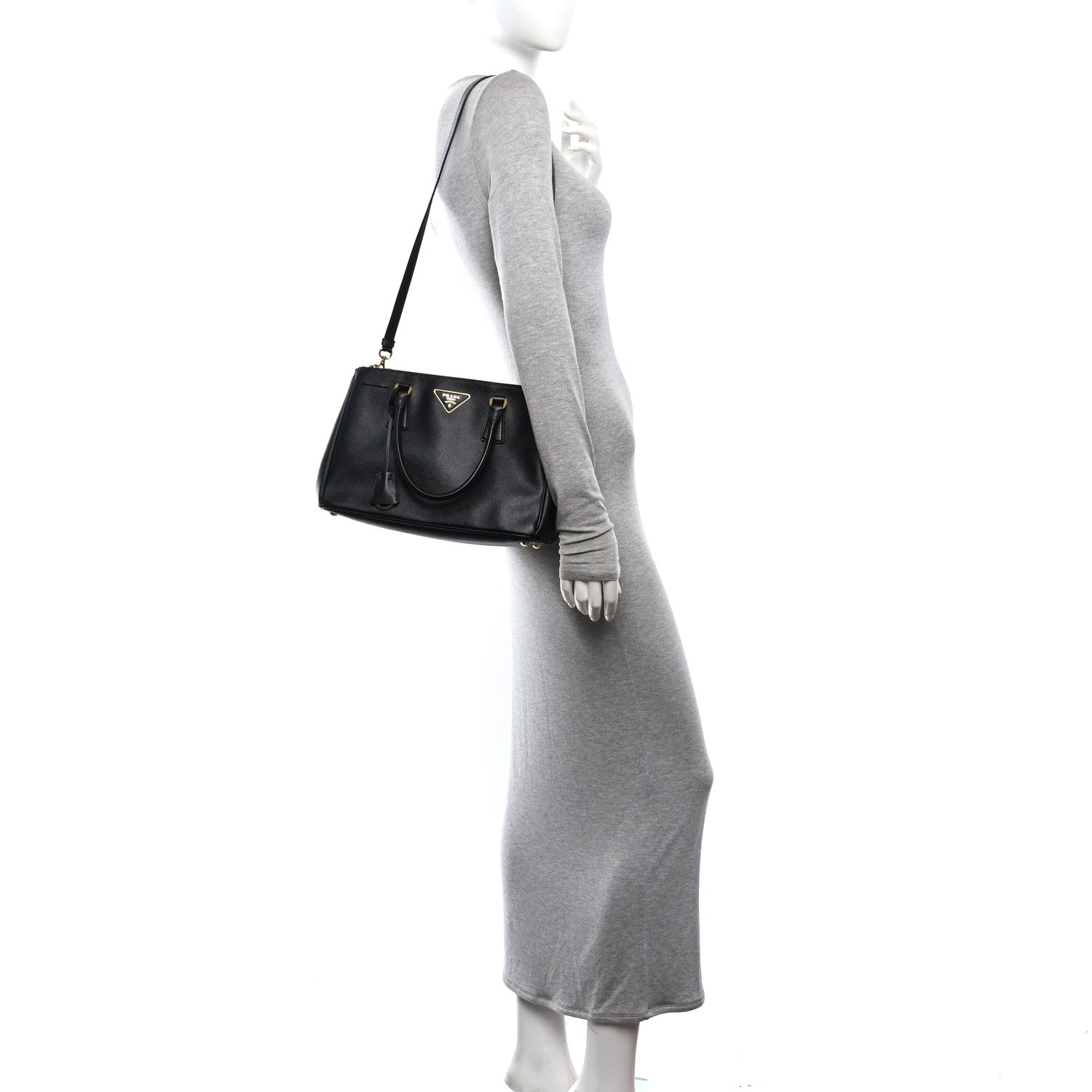 Saffiano Small Galleria Double Zip Tote Black - Image 2