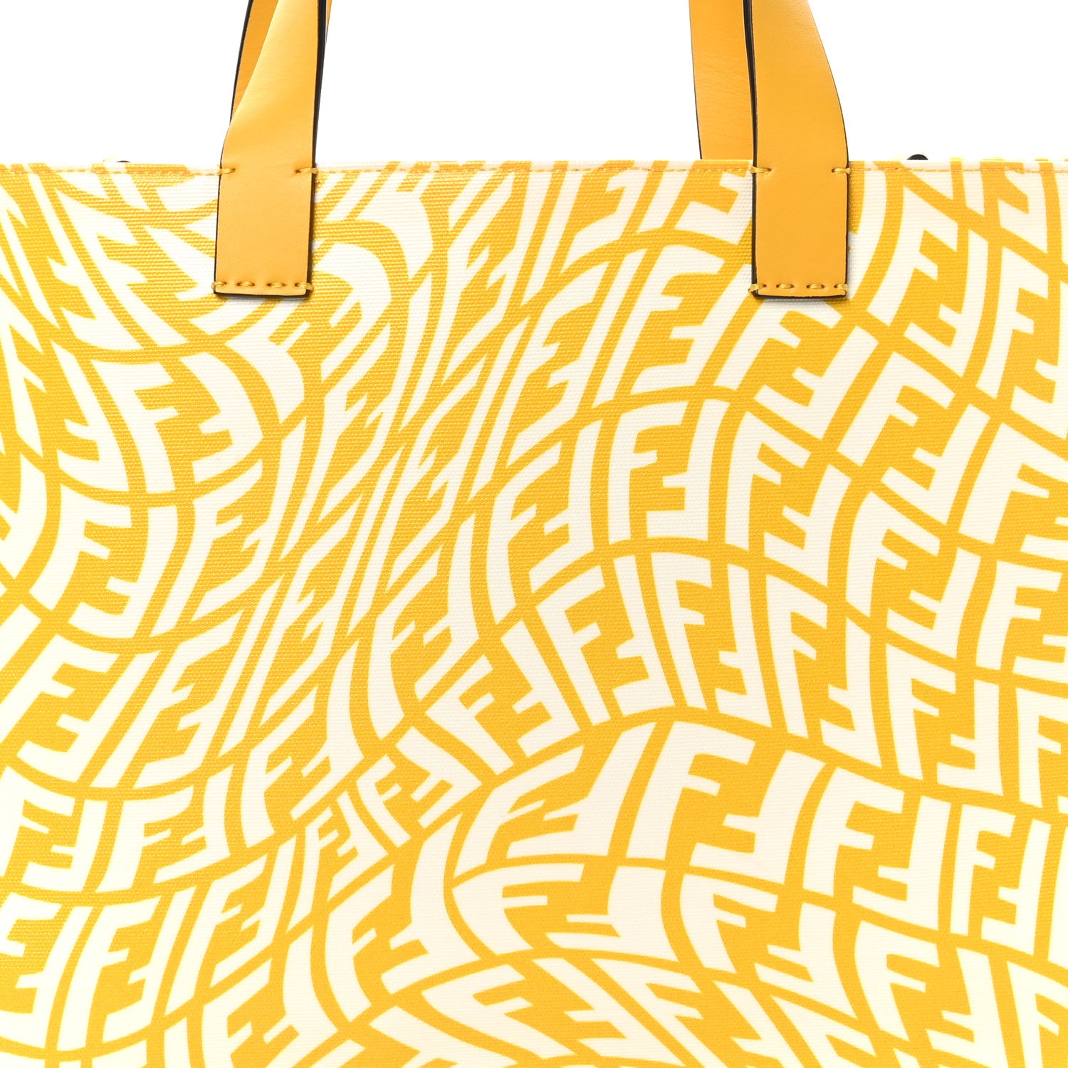 X SARAH COLEMAN Glazed Canvas Vitello King FF Vertigo Shopping Tote Bag Mimosa White - Image 8