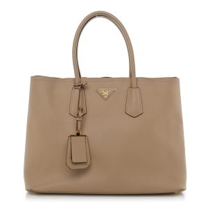 Saffiano Cuir Medium Double Bag Sabbia