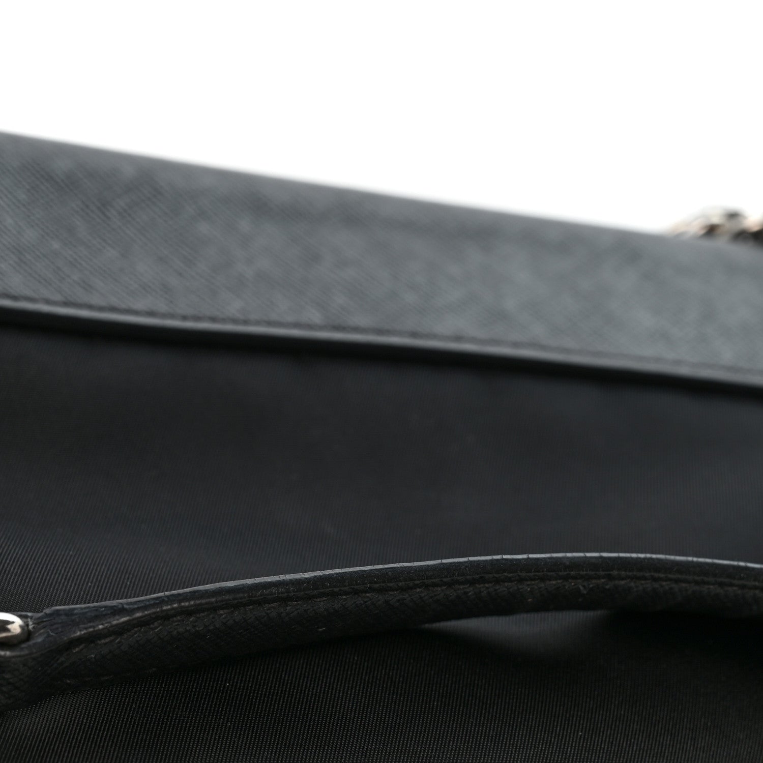 Saffiano Tessuto Nylon Chain Shoulder Bag Black - Image 14
