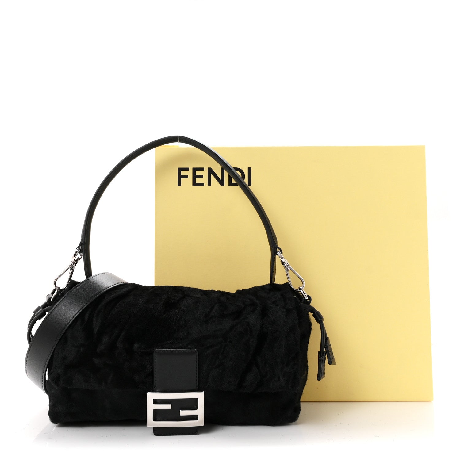 Calfskin Pony Effect Medium Soft Baguette Black - Image 20