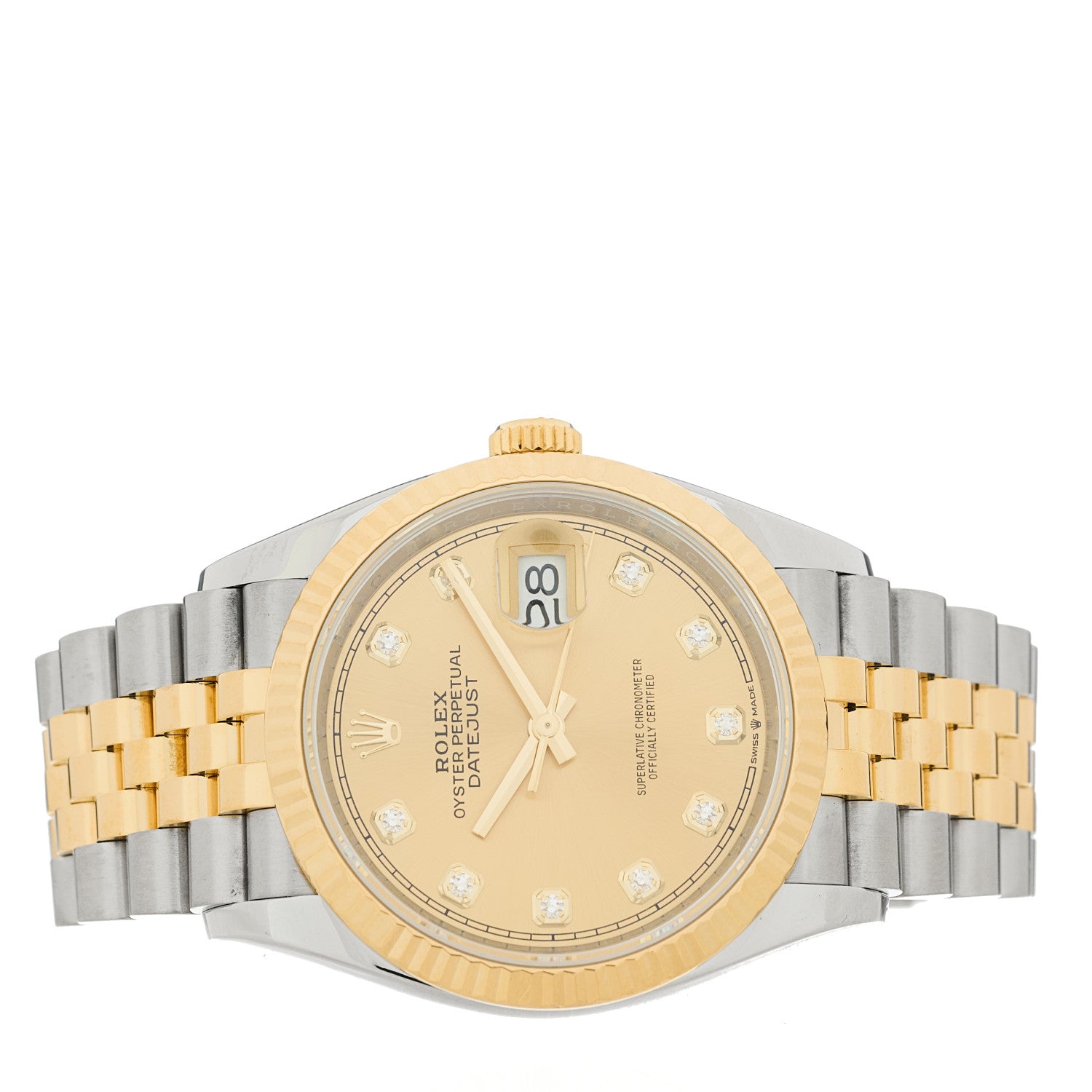 Stainless Steel 18K Yellow Gold Diamond 36mm Oyster Perpetual Datejust Watch Champagne 126233 - Image 2