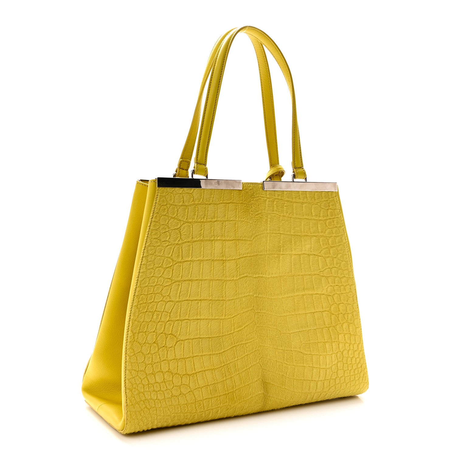 Vitello Calf Hair Crocodile Embossed Large 3Jours Tote Sunflower Cedro - Image 3
