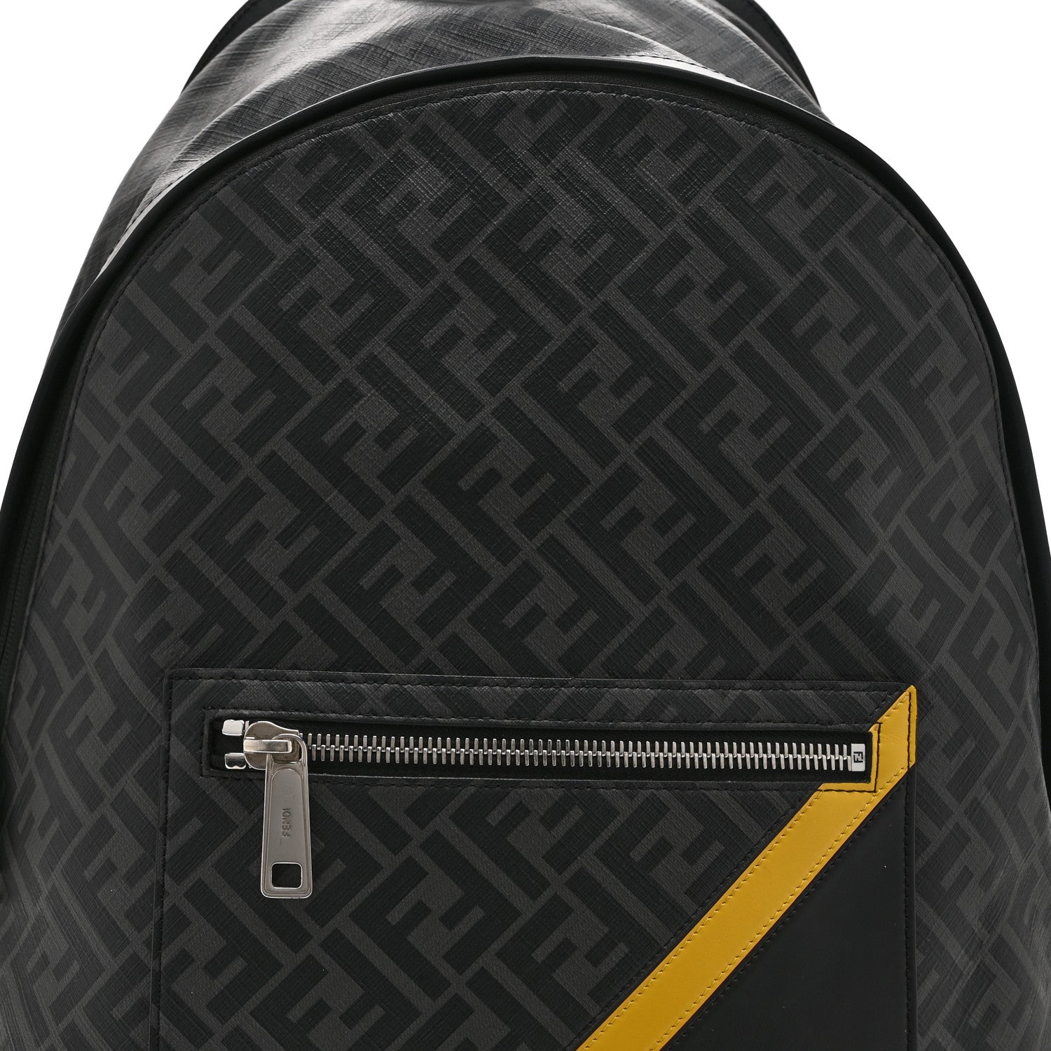 Glazed Fabric Vitello King FF 1974 Diagonal Medium Chiodo Backpack Black Sunflower - Image 8