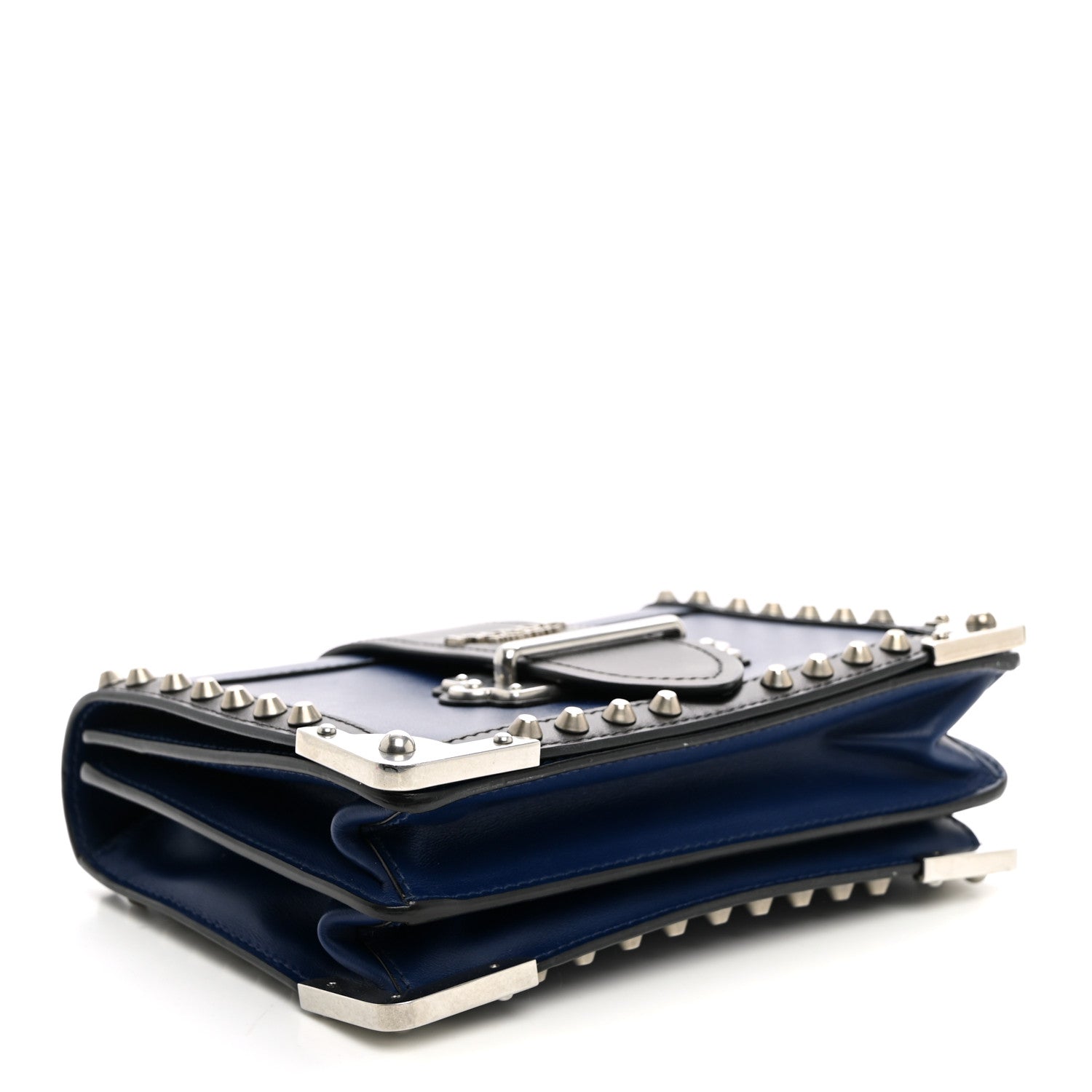 City Calf Saffiano Studded Cahier Bag Blue Black - Image 4