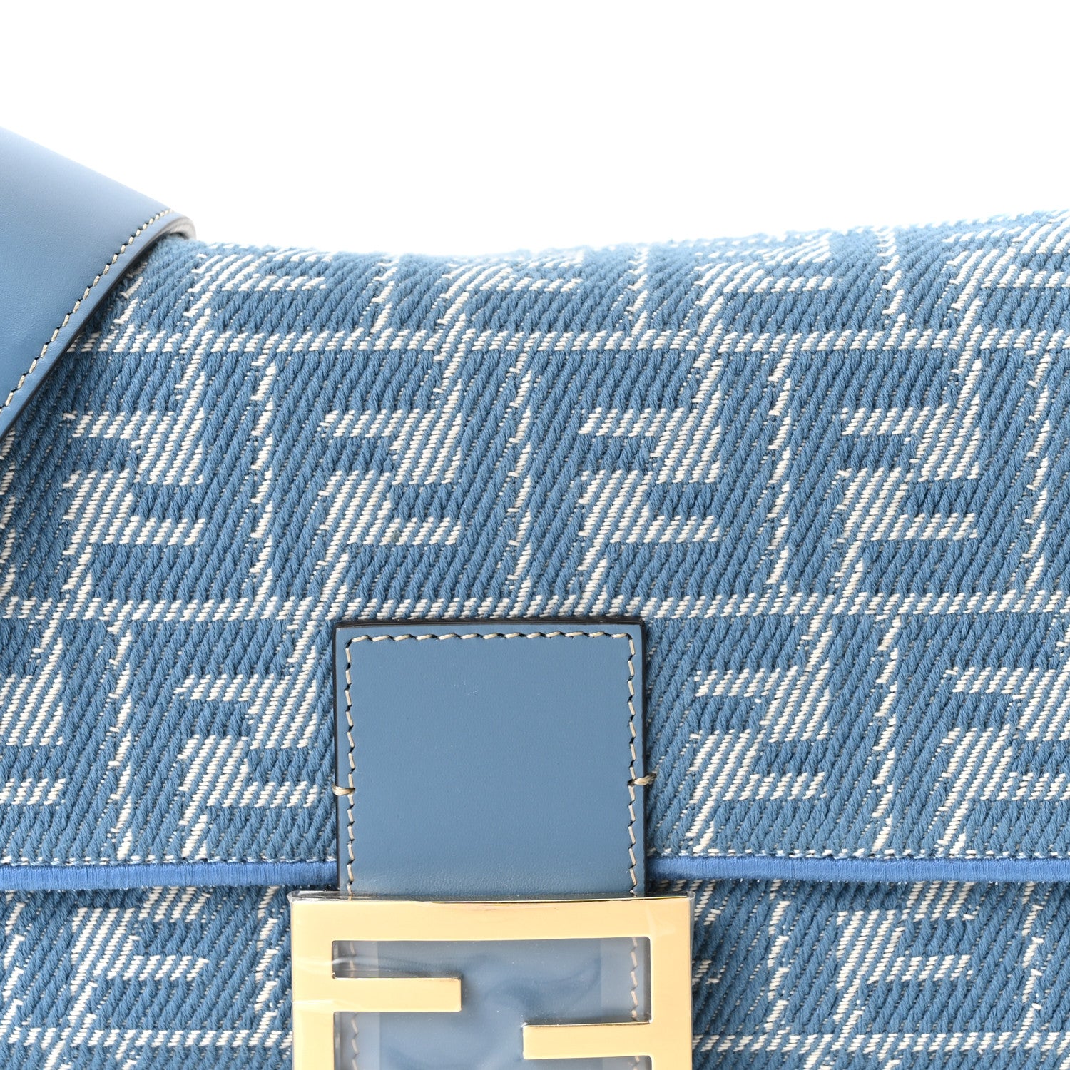 Denim Effect Fabric Jacquard FF Vitello Grace Mamma Baguette Blue - Image 9