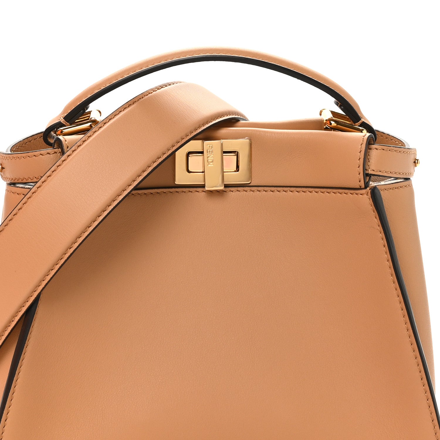 Vitello Seta Fabric Jacquard FF 1974 Mini Peekaboo Iconic Satchel Miele Scuro - Image 7