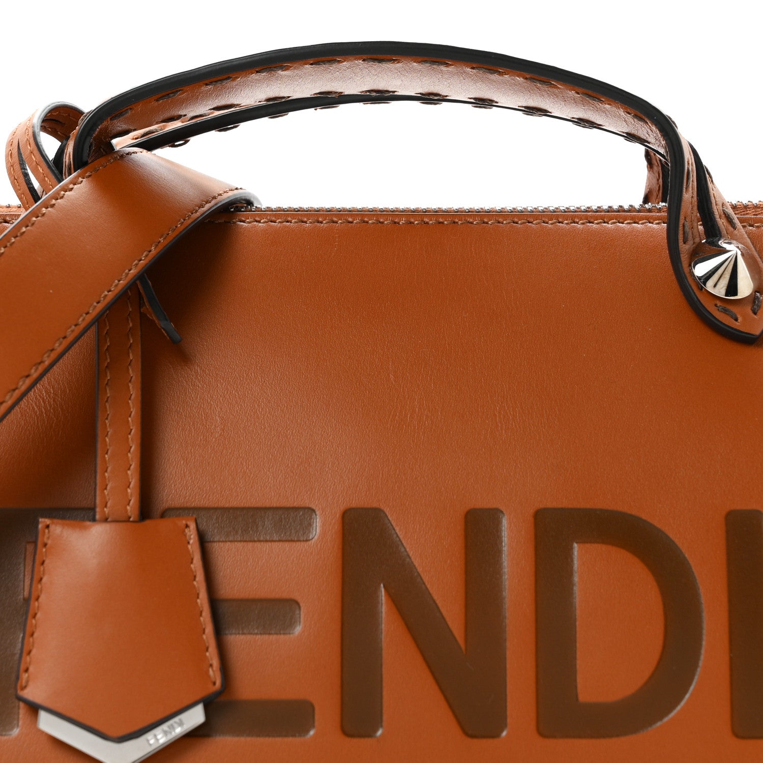 Vitello King Logo Embossed Medium By The Way Boston Bag Cuoio - Image 8