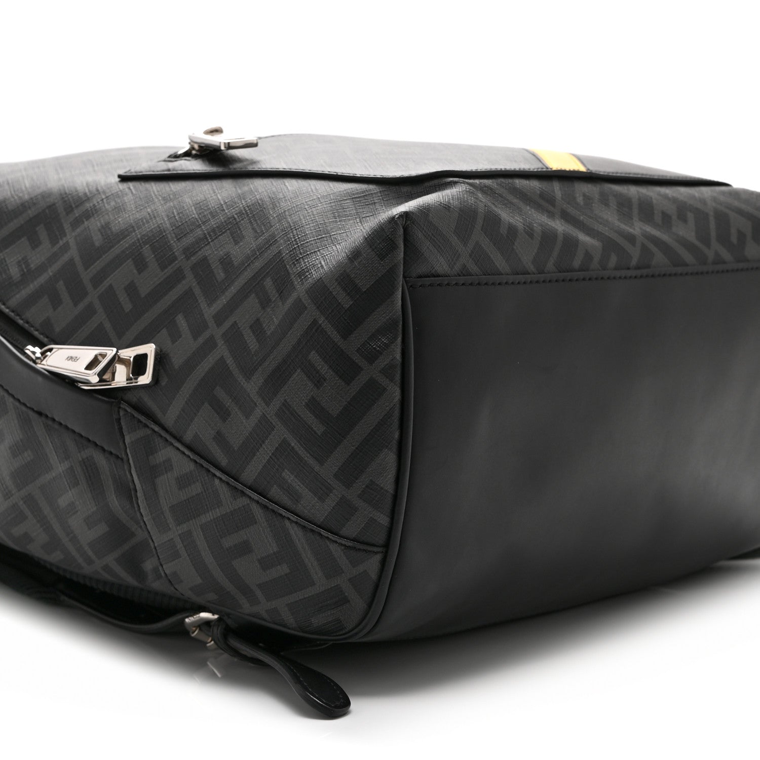 Glazed Fabric Vitello King FF 1974 Diagonal Medium Chiodo Backpack Black Sunflower - Image 9