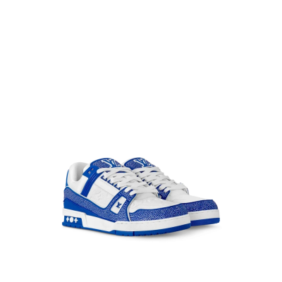 Louis Vuitton LV Trainer Sneaker Denim Monogram Blue Diamond - 图片 4