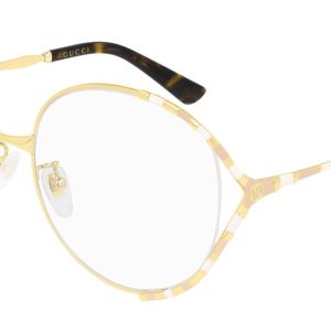Gucci GG0596OA Gold Pink Rounded Cutout Eyeglasses Frames
